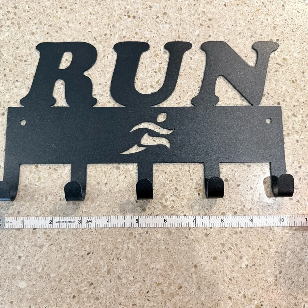 RUN Wall Hook Rack - Black Metal Home Wall Decor
